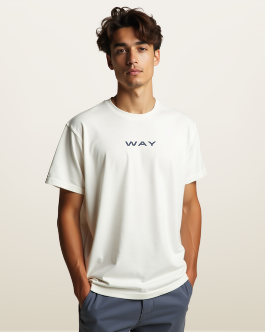 Vastrra Oversized Graphic T-Shirt for Men – Cream White | Bold Black Cat Print with Tribal Pattern | Streetwear Casual Tee