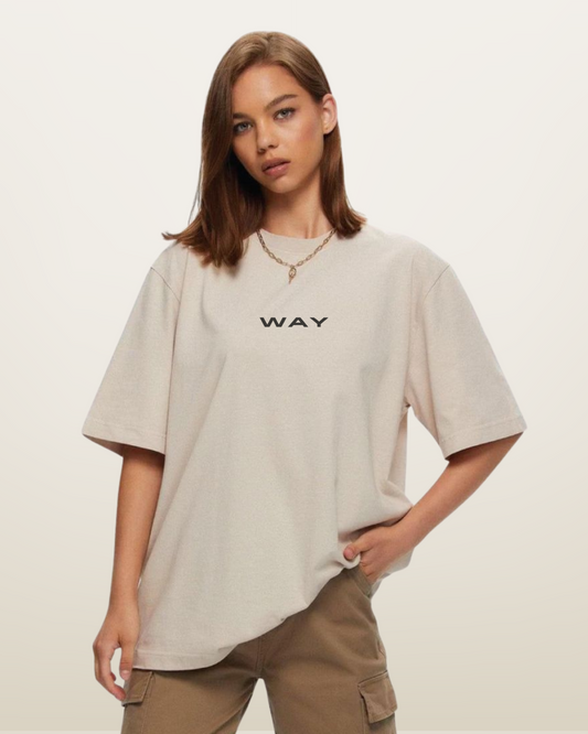 Vastrra Graphic Printed Oversized T-Shirt for Women – Beige | Cute Llama with Cactus Back Print | Casual Streetwear