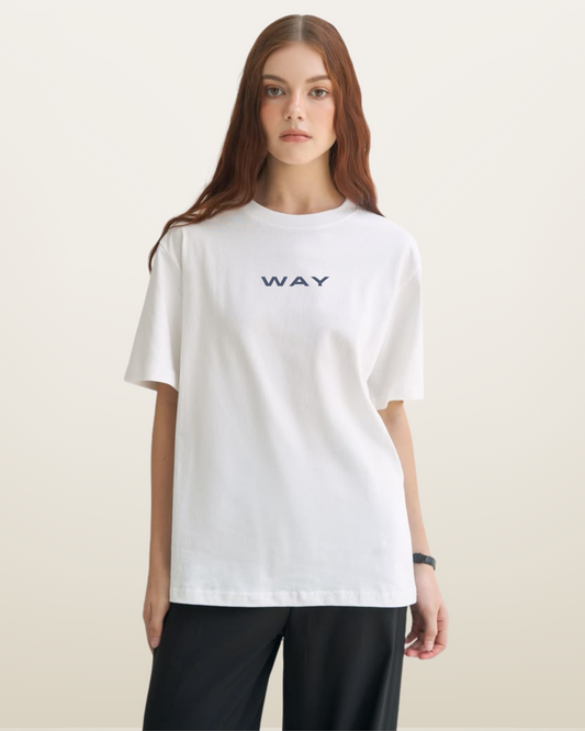 Vastrra Oversized Graphic T-Shirt for Women – White | Indian Folk Art-Inspired Angel Print | Artistic Casual Streetwear